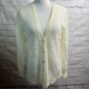 J. Jill Mohair Blend Cream Cardigan Small